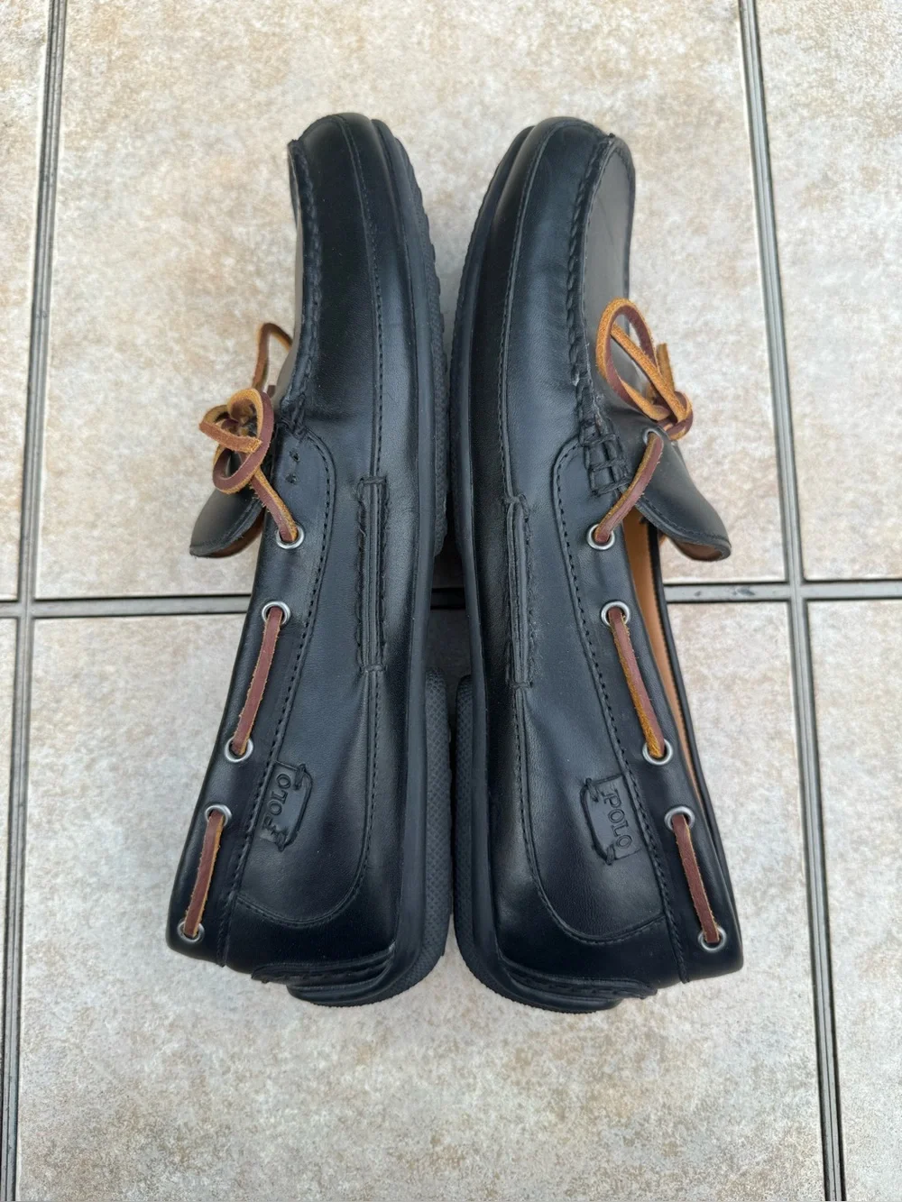 Polo Ralph Lauren men's Roberts driving moccasins in black leather.